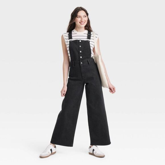Universal Thread - Women's Denim Sailor Overalls - Universal Thread B Black - Picture 3 of 5